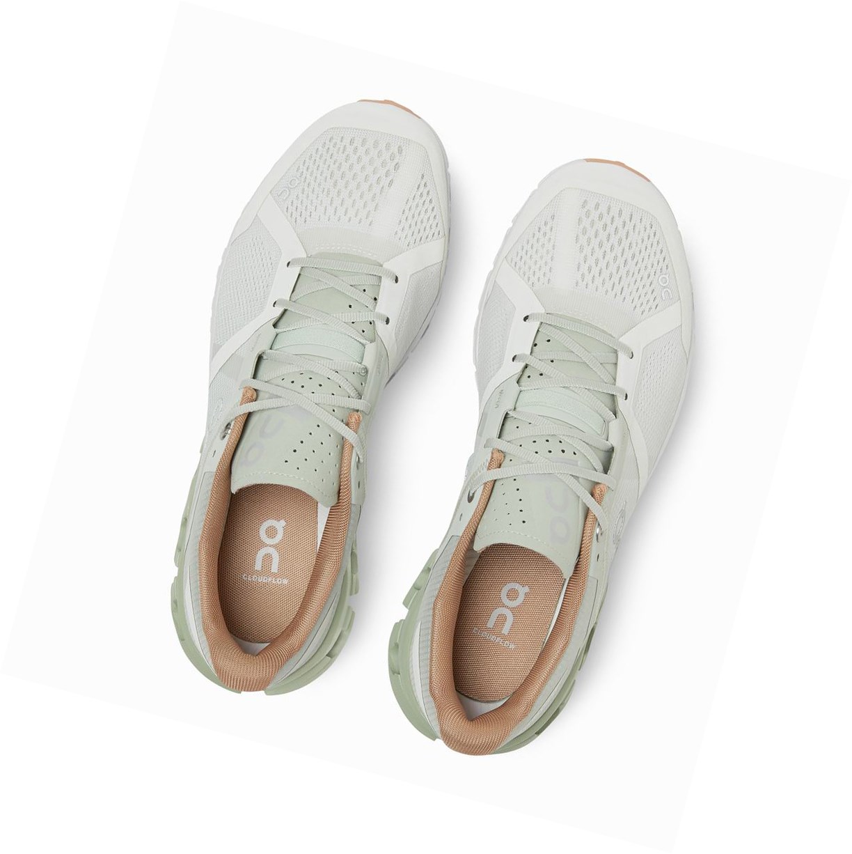 Beige / White On Cloudflow Women's Road Running Shoes | 6521JIGMQ