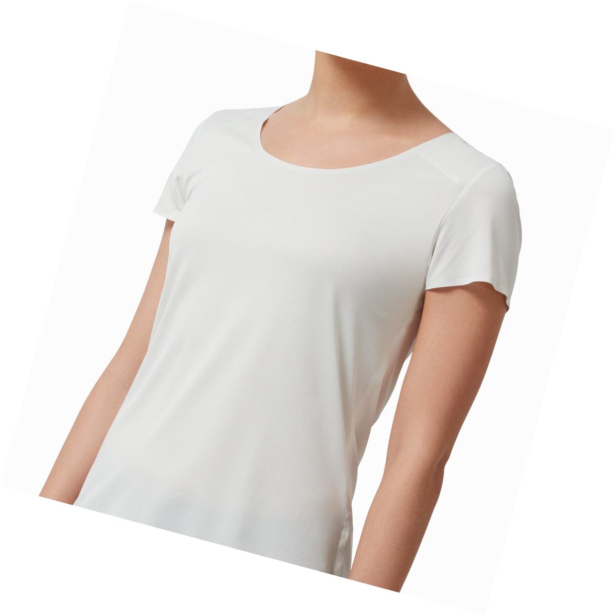 Beige / White On Performance Long-T Women's T Shirts | 5178QPMFB