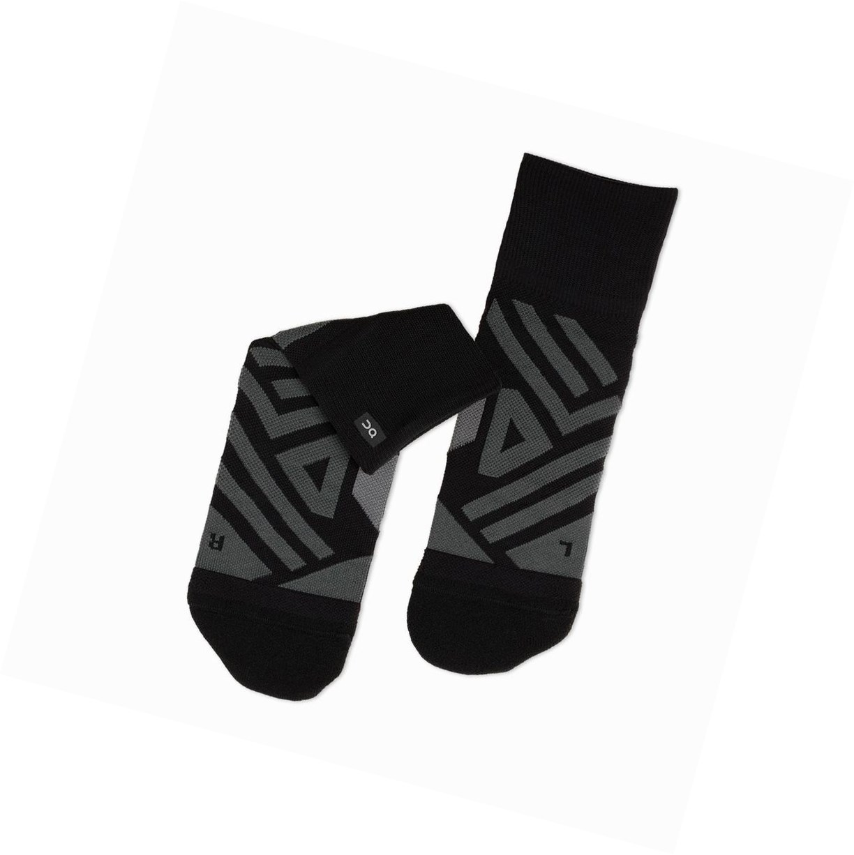 Black / Grey On Mid Men's Running Socks | 5910EYWBN