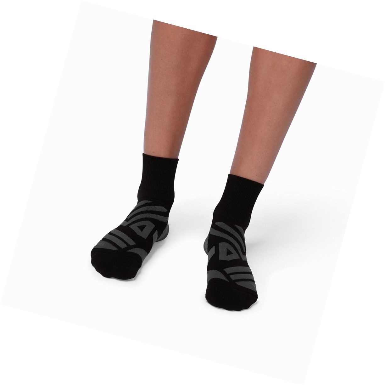 Black / Grey On Mid Men's Running Socks | 5910EYWBN