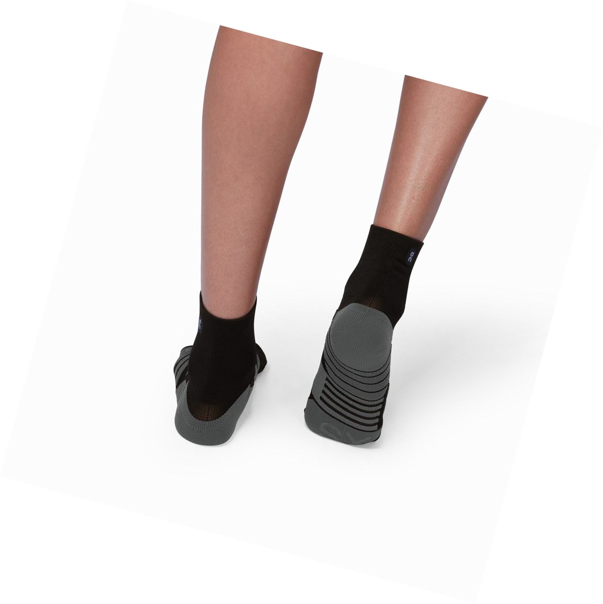 Black / Grey On Mid Women's Running Socks | 3581WPXTI