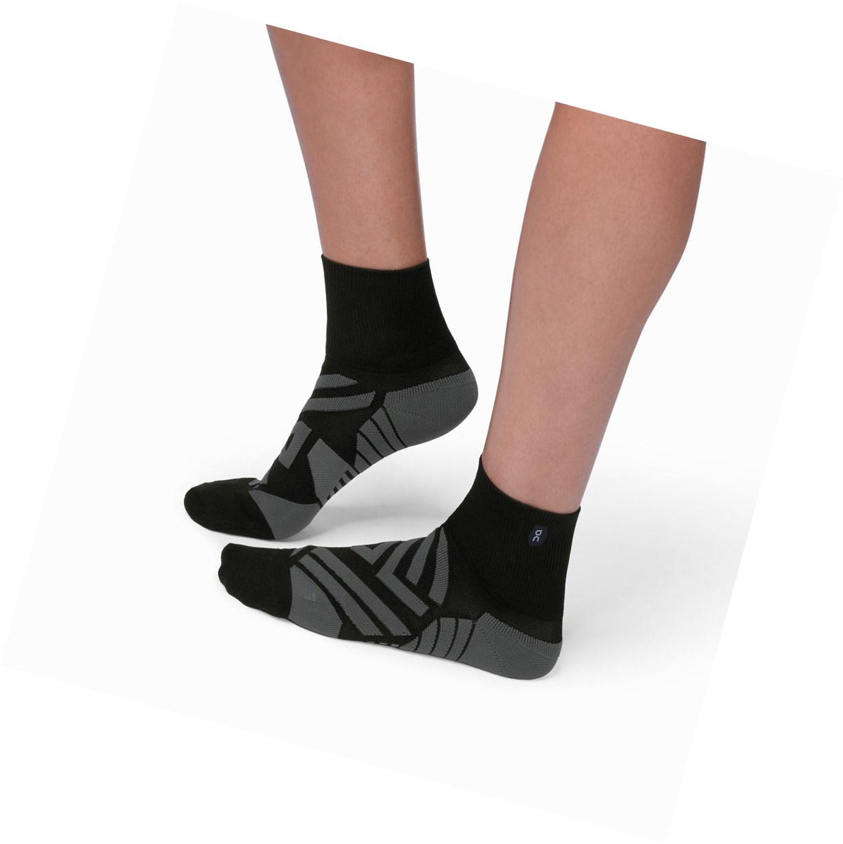 Black / Grey On Mid Women\'s Running Socks | 3581WPXTI