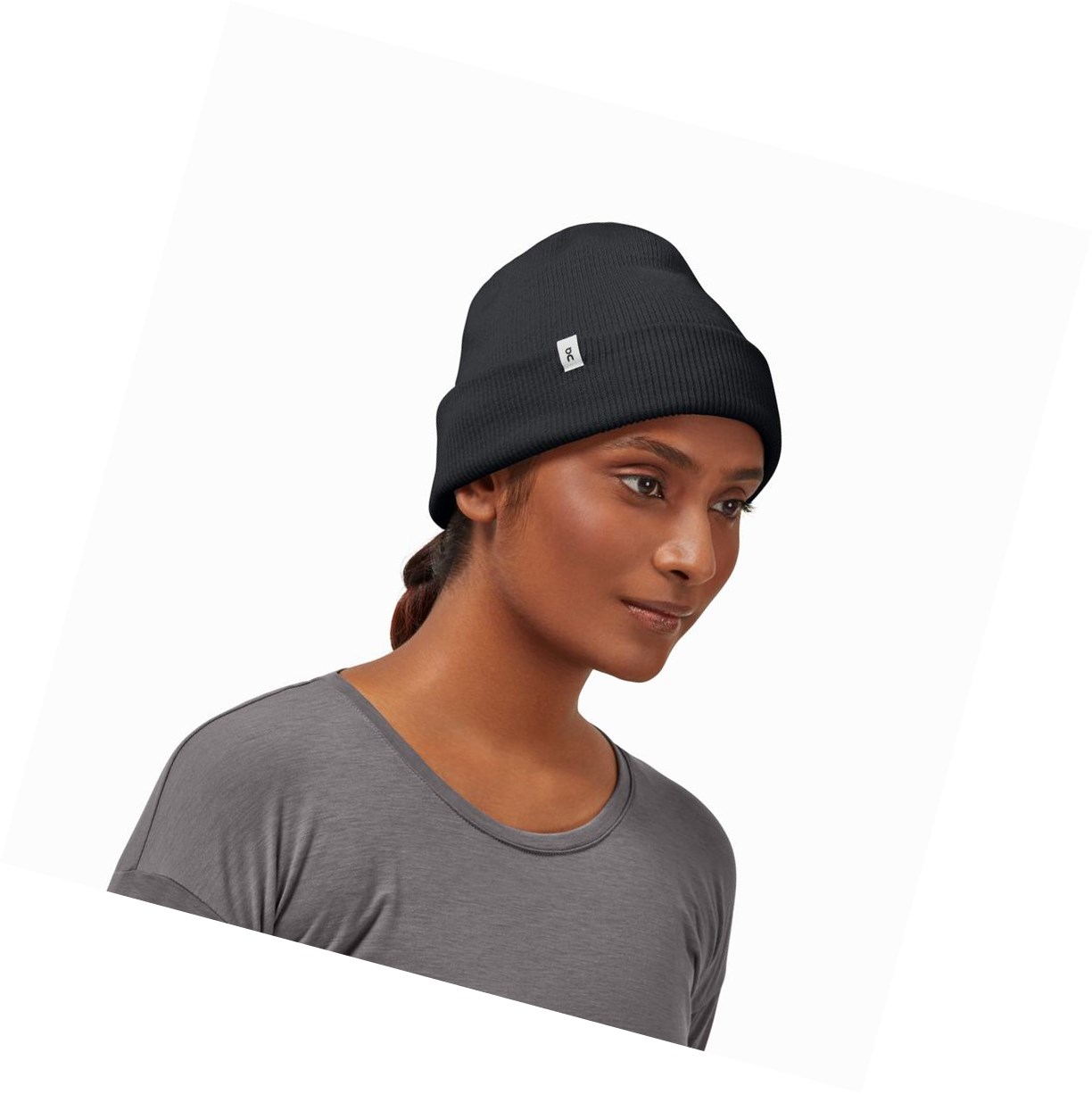 Black On Merino Beanie Men's Hats | 9376HZMGR