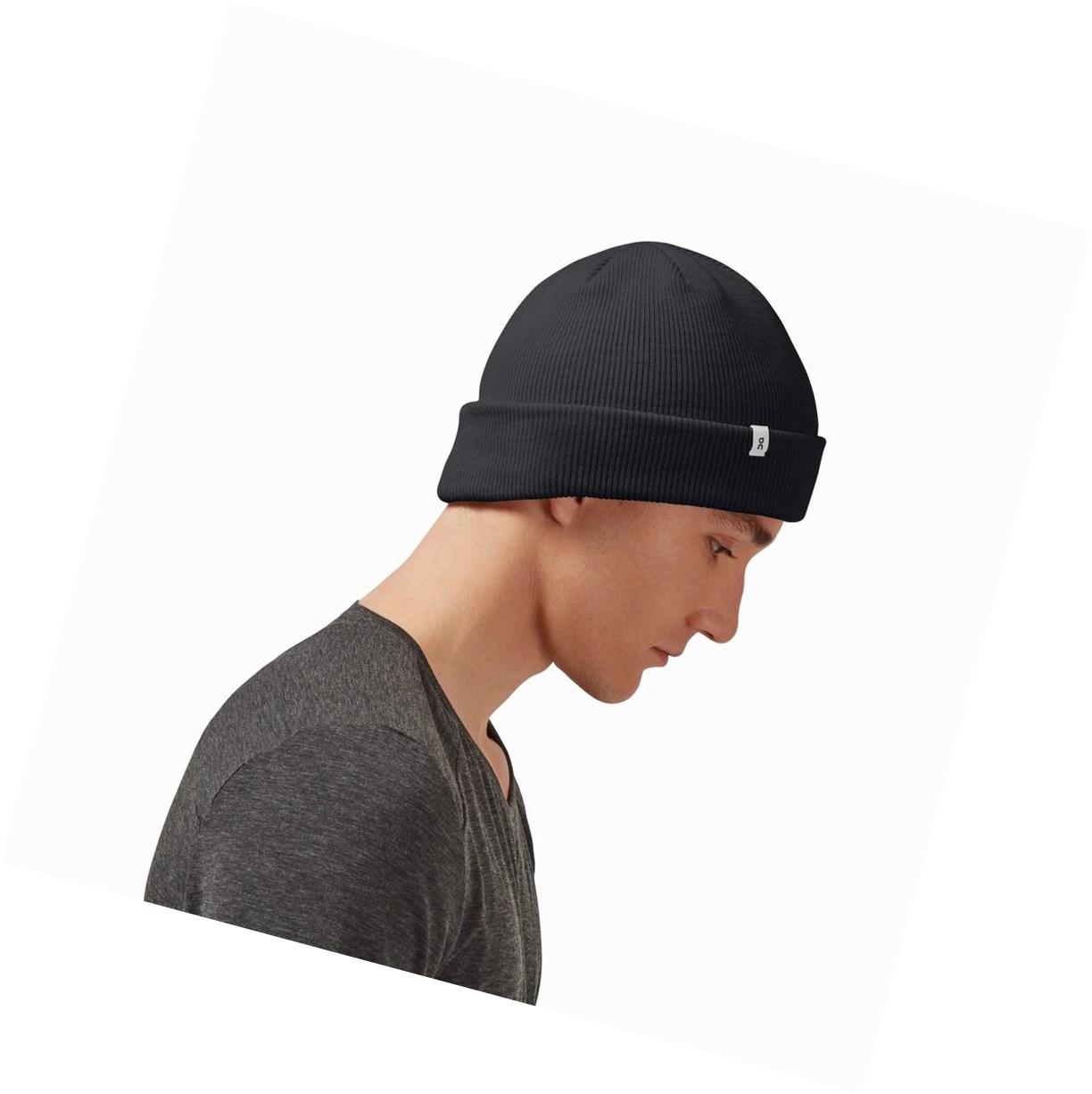 Black On Merino Beanie Men's Hats | 9376HZMGR