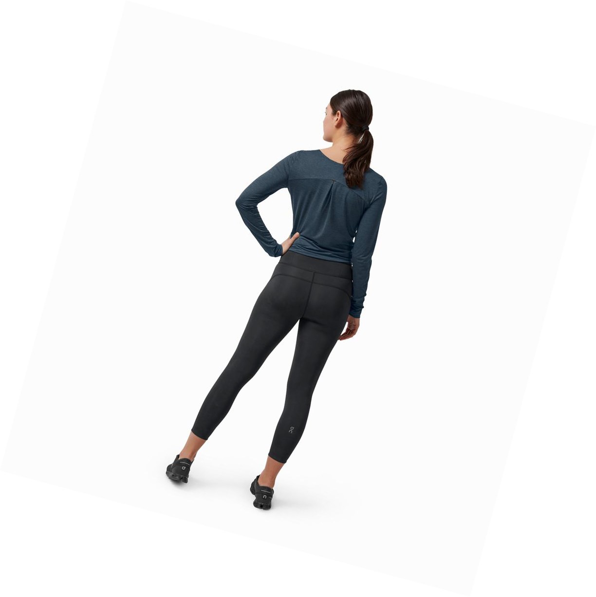 Black On Tights 7/8 Women's Running Leggings | 5243FBEWI