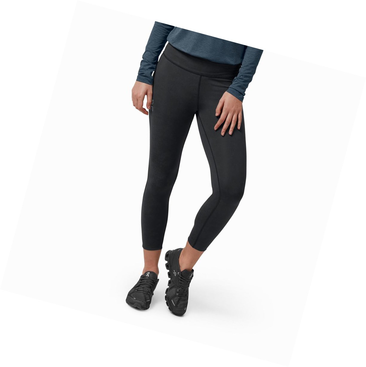 Black On Tights 7/8 Women\'s Running Leggings | 5243FBEWI