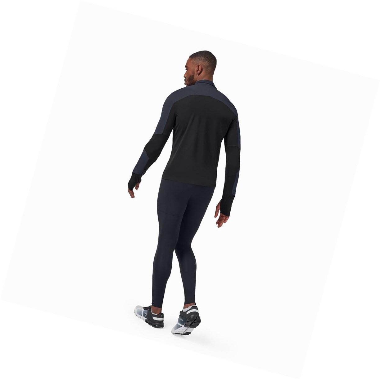 Black On Tights Long Pants Men's Running Tights | 1257TQPCZ