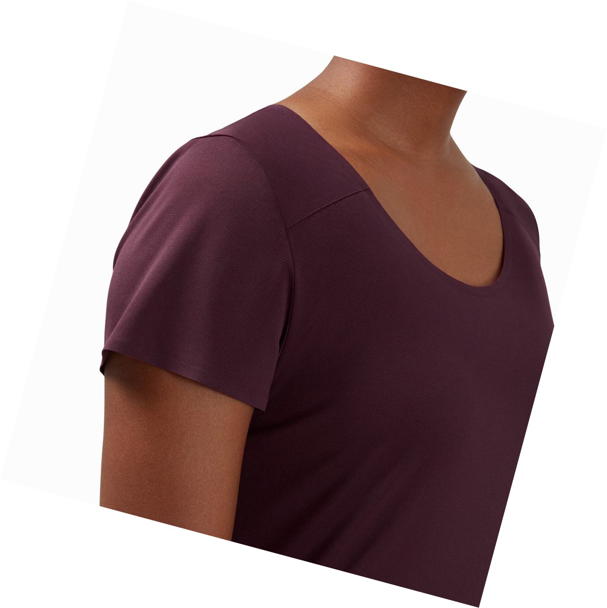 Claret / Black On Performance Long-T Women's T Shirts | 6381IYONM