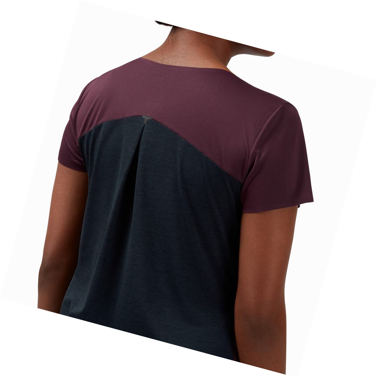 Claret / Black On Performance Long-T Women's T Shirts | 6381IYONM