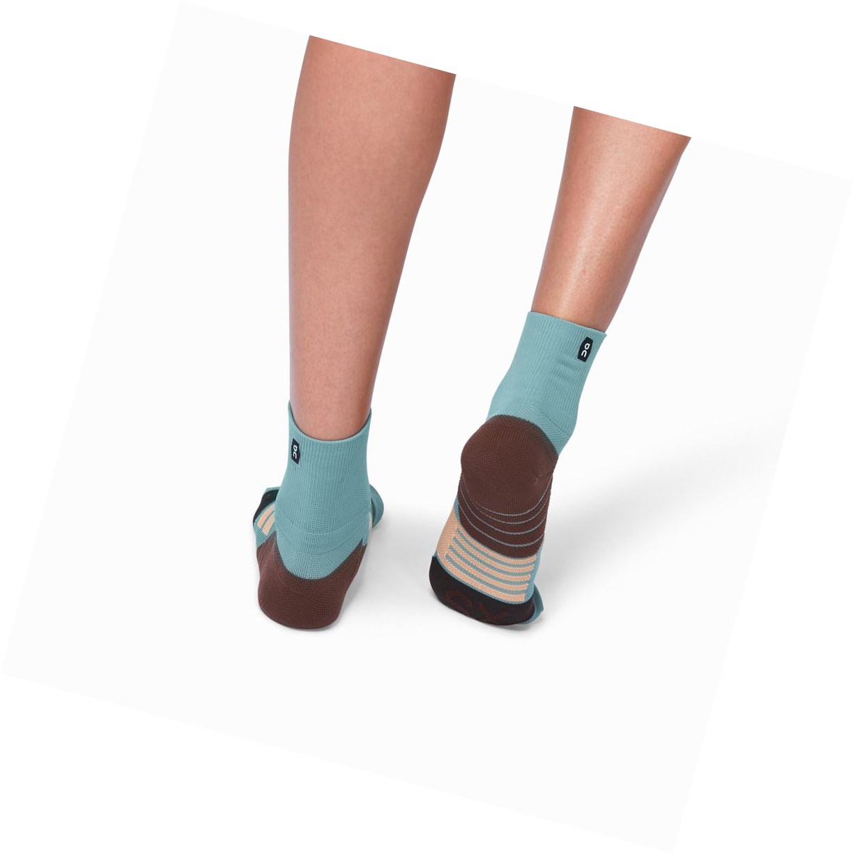 Green / Brown Rose On Mid Women's Running Socks | 5873PSCEN