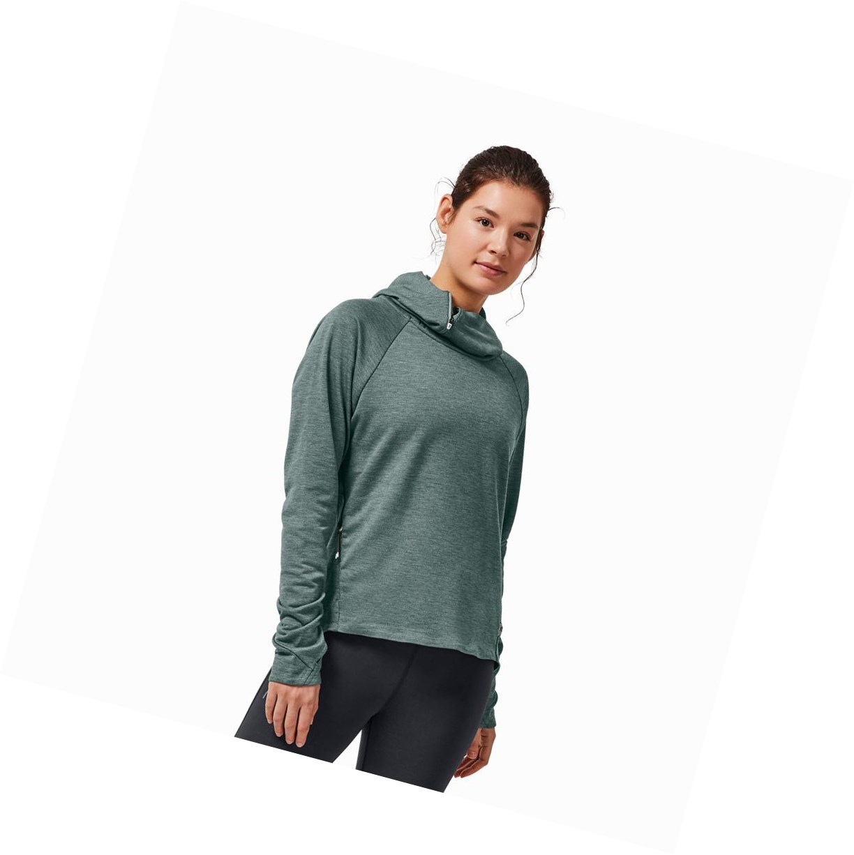 Green On Athletic & Running Women\'s Hoodie | 5804QYFGA