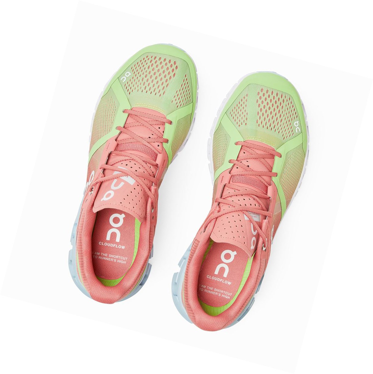 Green / Rose On Cloudflow Women's Road Running Shoes | 4372CHLGN