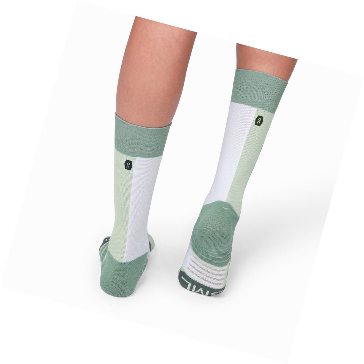 Green / White On High Men's Running Socks | 8529BILQK