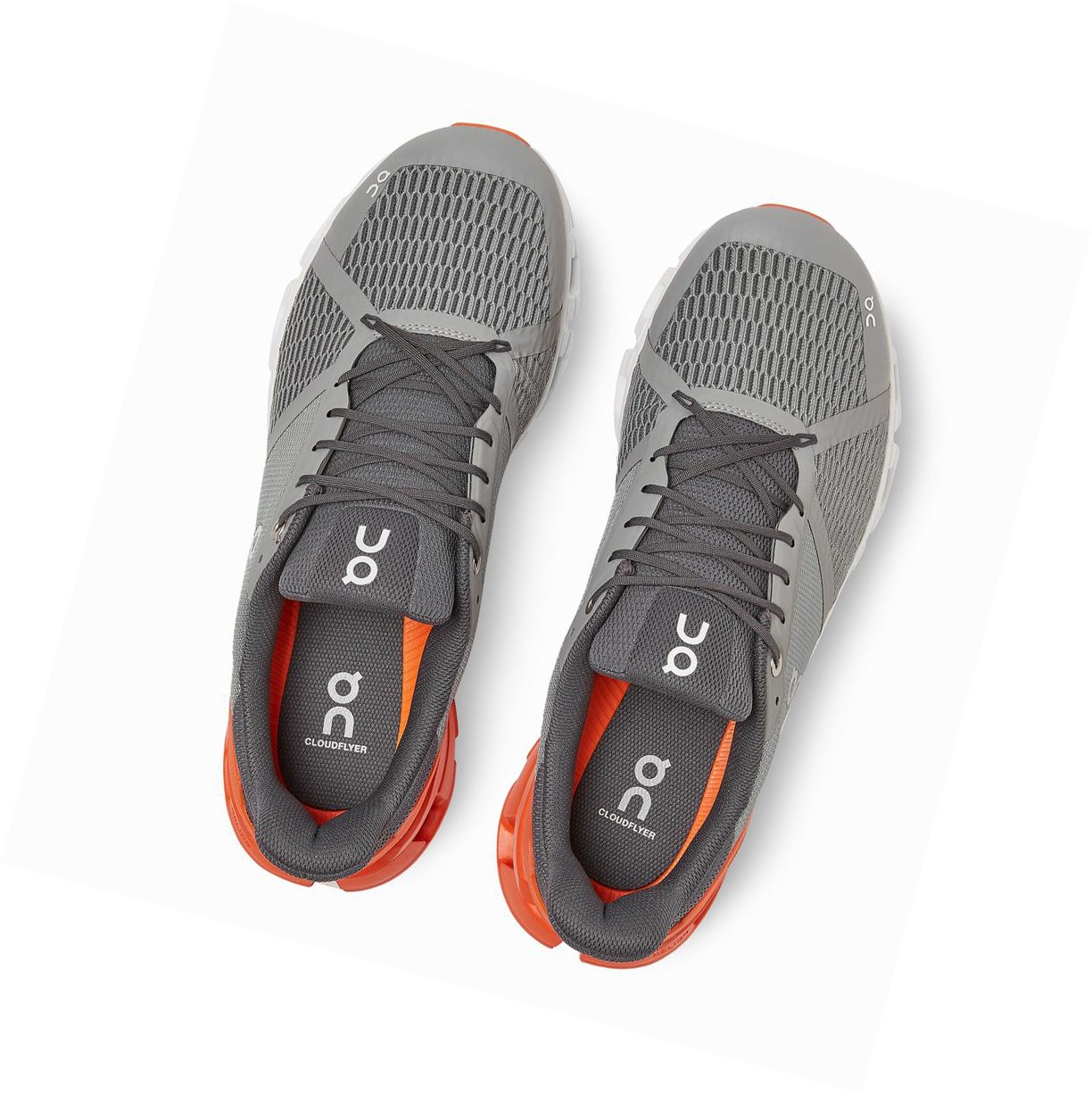 Grey / Orange On Cloudflyer Men's Road Running Shoes | 3074KCINO