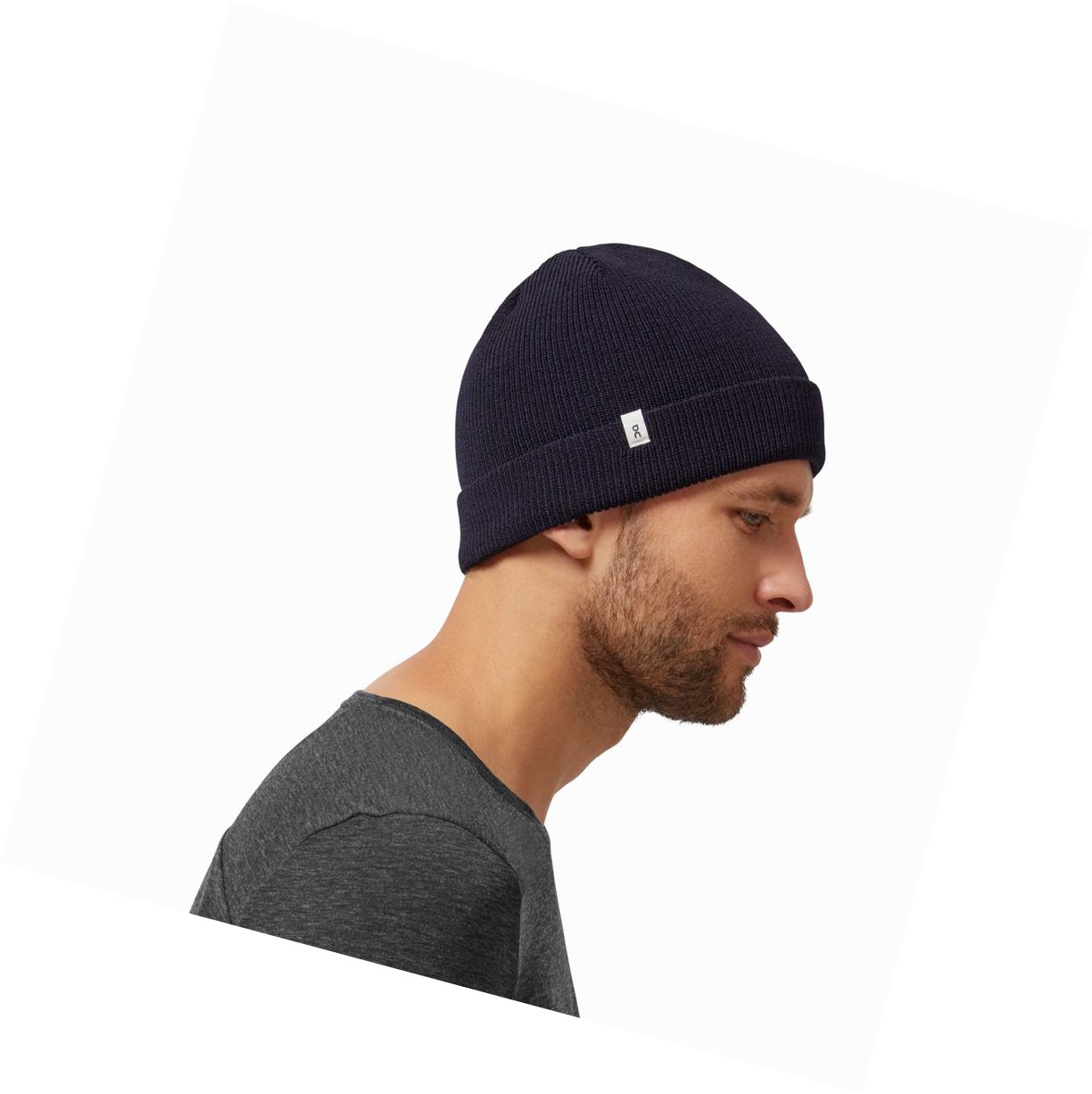 Navy On Merino Beanie Men's Hats | 5391YRFKB