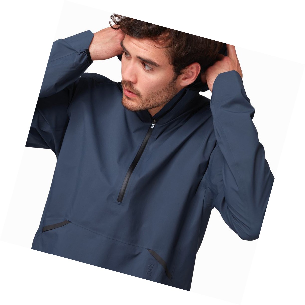 Navy On Waterproof Anorak Men's Jackets | 4917UHKWF