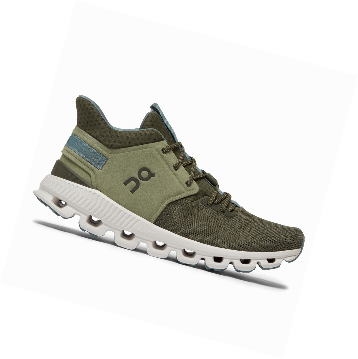 Olive On Cloud Hi Edge Men's Sneakers | 4520ZBVGX