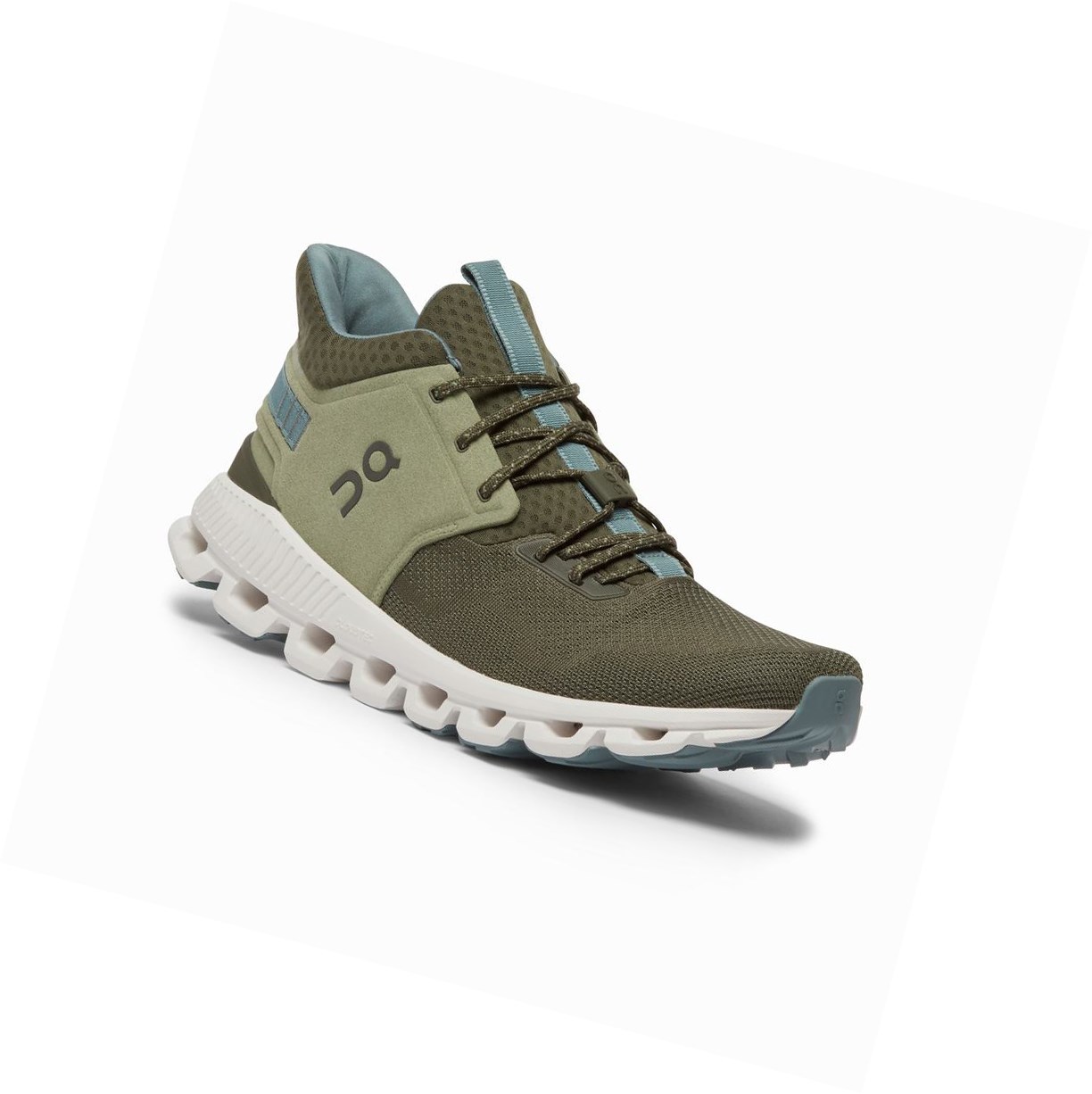 Olive On Cloud Hi Edge Men's Sneakers | 4520ZBVGX