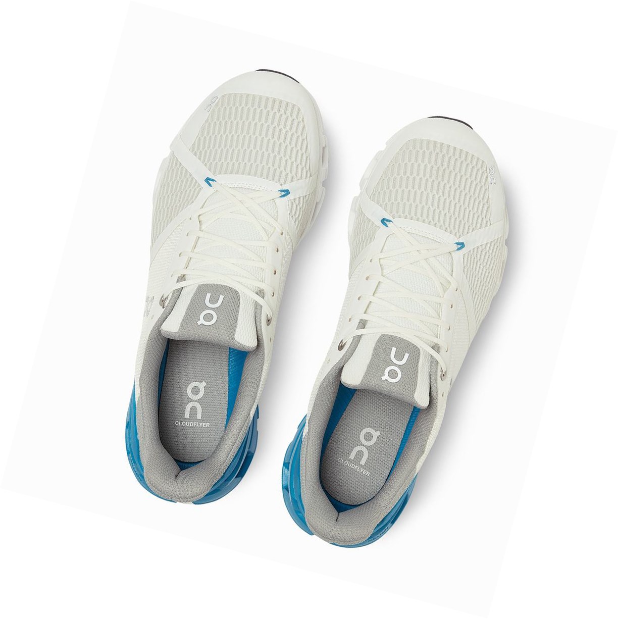 White / Blue On Cloudflyer Men's Road Running Shoes | 1358SWZQF