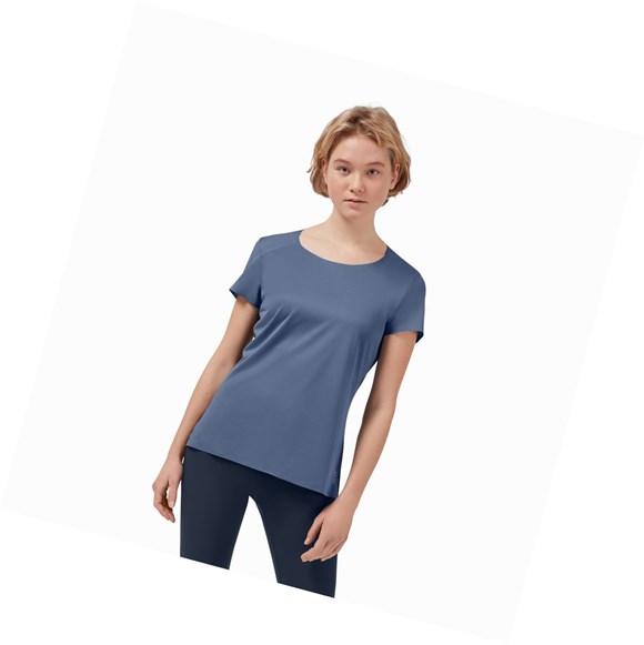 Blue / Black On Performance Long-T Women's T Shirts | 7481OGQXT