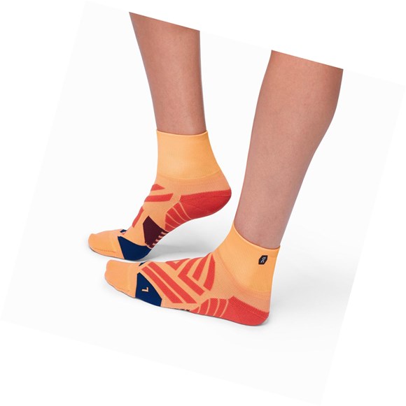 Coral / Navy On Mid Men's Running Socks | 7061OTNVG