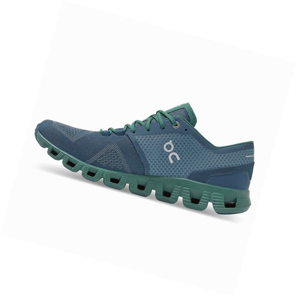 Green / Dark Blue On Cloud X Men's Training Shoes | 1865DSJFK