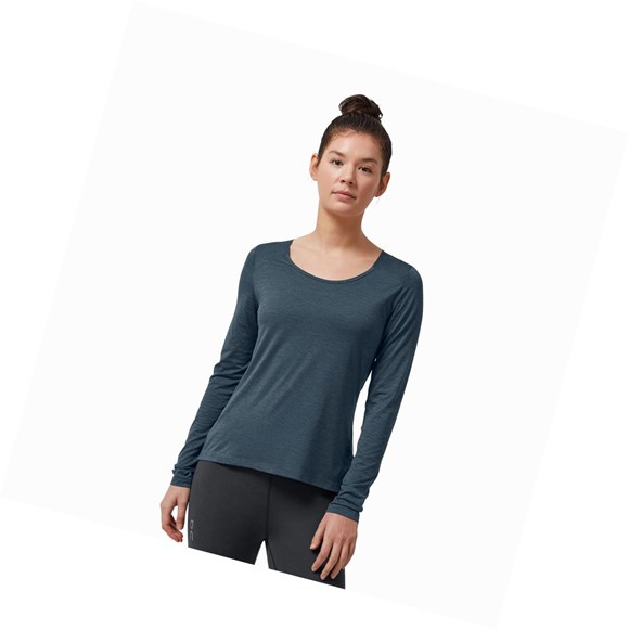 Navy On Performance Long-T Women's T Shirts | 4921RHKBF