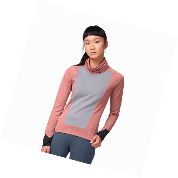 Rose / Khaki On Weather Women's Running Shirts | 5276HJMZL